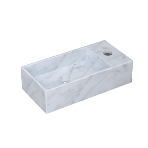 INK Versus lave-mains - 36x18x9cm - marbre - vasque à gauche - trou de robinet à droite - blanc mat SW692964