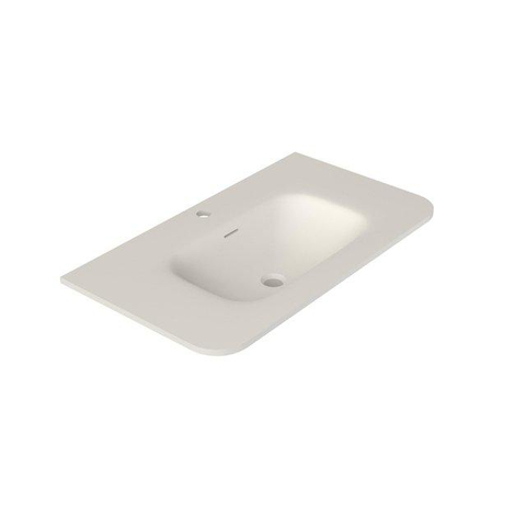 Royal Plaza Terra Edge Ensemble meuble de salle de bains - 100x44.7x46cm - vasque en solid surface blanc mat - 1 vasque - 1 trou de robinet - 2 tiroirs - châtaignier (noyer) SW1471913