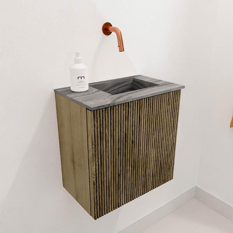 Mondiaz JOYA-DLUX 40cm toiletmeubel - kleur Dusk - Wastafel FAYE positie Rechts Zonder kraangat kleur Sombra. SW1426119