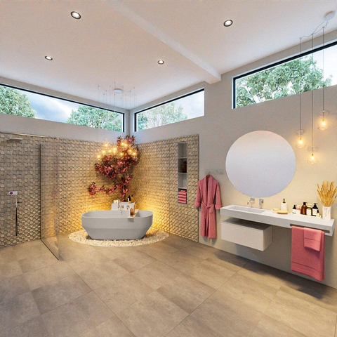 MONDIAZ STONE baignoire îlot - 170x75cm - linen mat (beige) SW491546