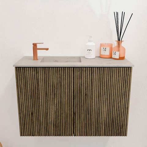 Mondiaz JOYA-DLUX 60cm meuble de toilette - couleur Dusk - Vasque FAYE position Gauche 1 trou de robinet couleur Opalo. SW1423276