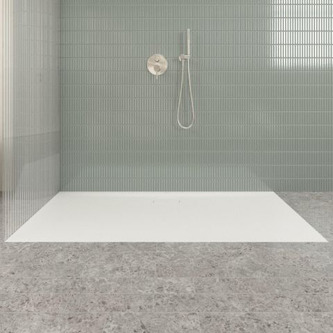 Villeroy & Boch Ecora douchebak - 160x80x3.5cm - afvoer lange zijde - stone white (wit) SW1558933
