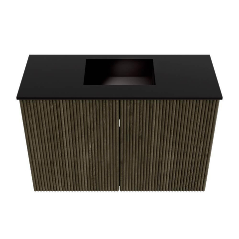 Mondiaz JOYA 60cm meuble de salle de bains - couleur Shadow - Vasque FAYE position Milieu Sans trou de robinet couleur Urban. SW1421466