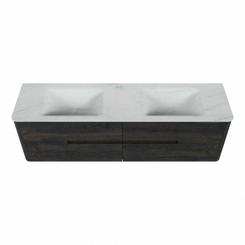 Mondiaz CIRO-DLUX Badkamermeubelset - 170x45x50cm - Solid surface wastafel Opalo - 2 wasbak Dubbel - zonder kraangaten - 4 lades - Shadow SW1532457