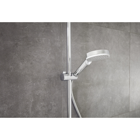 Hansgrohe Crometta e 240 - 1jet - showerpipe: - met Ecostat - 1001 CL douchekraan thermostatischHOH=15cm - met E - 24 - thermostaat - hoogglans chroom SW73205