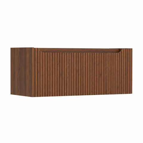 H&R Badmeubelen Juice Wastafelonderkast - 100x45x40cm - rechterhoek afgerond - 3D-front - 1 lade - geïntegreerde greep - dark oak SW1259734