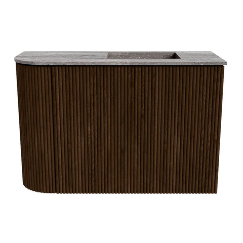 Mondiaz JOYA-DLUX 61.6cm toiletmeubel - ronding links kleur Walnut - Wastafel FAYE positie Rechts Zonder kraangat kleur Oza. SW1424584