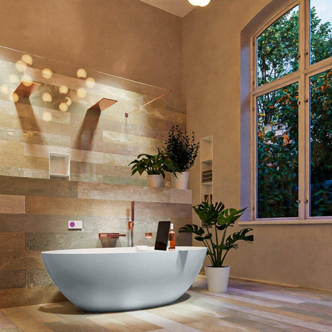 MONDIAZ FLOAT baignoire autoportante 170x80cm couleur Clay baignoire intérieure Talc SW491492