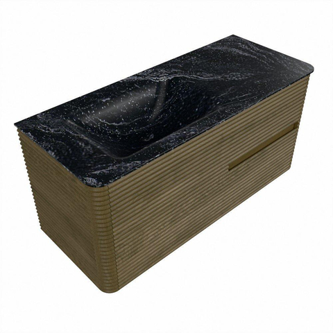 Mondiaz CIRO-DLUX Ensemble de meubles de salle de bains - 110x45x50cm - Plan-vasque Solid surface Lava - 1 vasque à gauche - sans trous de robinetterie - 2 tiroirs - Dusk SW1533026