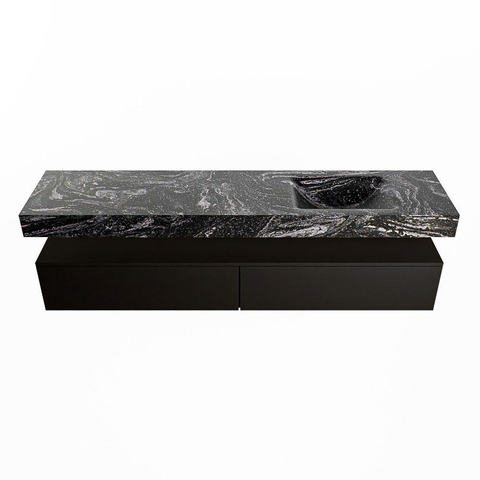 Mondiaz ALAN-DLUX Ensemble de meuble - 200cm - meuble Urban mat - 2 tiroirs - Lavabo Cloud Lava suspendu - vasque Droite - 1 trou de robinet SW808124