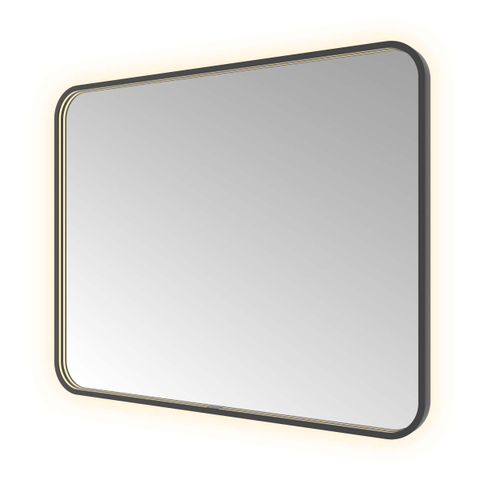 Hotbath &MORE Spiegel - 100x80cm - direct en indirect LED - color changing - spiegelverwarming - met afstandsbediening - PVD - geborsteld zwart SW1246083