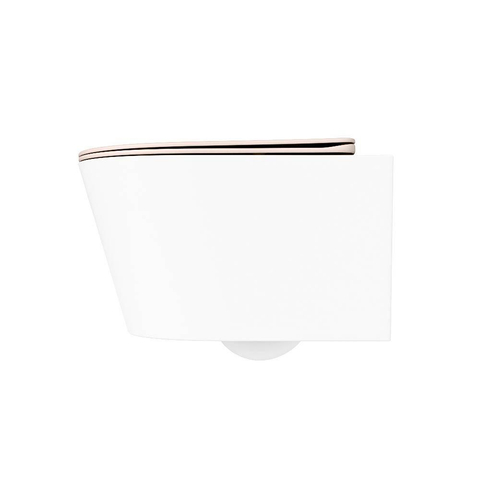 Mondiaz LAVIE hangtoilet – spoelrandloos – 36 x 53 cm – met softclose zitting – Talc (wit), zitting Rosee (roze) SW1208694