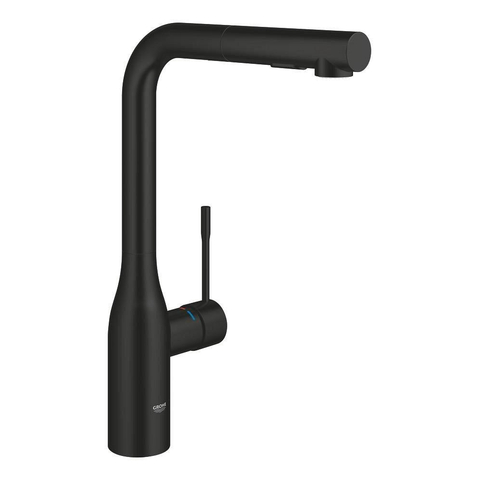 GROHE Essence New mitigeur cuisine - bec en L - douchette extractible - double jet - noir mat SW1477614