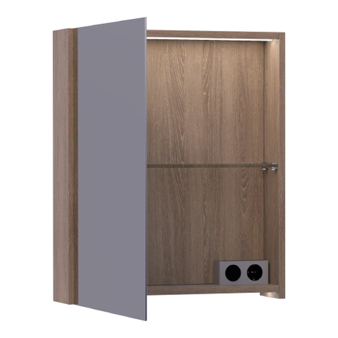 Saniclass Dual Spiegelkast - 60x70x15cm - 1 linksdraaiende spiegeldeur - MFC - legno viola OUTLETSTORE STORE39902