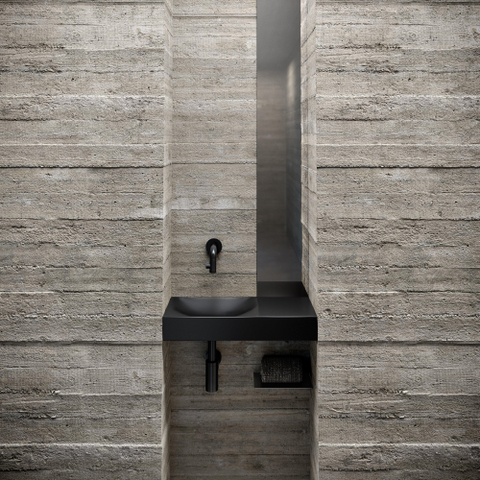 Clou Vale céramique lave-mains 45x19x7cm pré-percé trou de robinet à droite Noir mat SW451475
