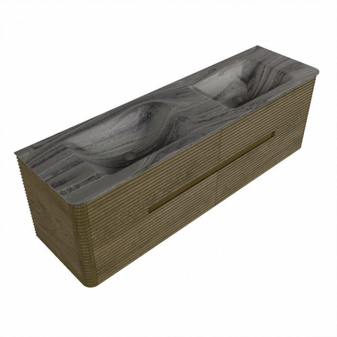 Mondiaz CIRO-DLUX Ensemble de meubles de salle de bains - 160x45x50cm - Plan-vasque en solid surface Sombra - 2 vasques Double - 2 trous de robinet - 4 tiroirs - Dusk SW1533425