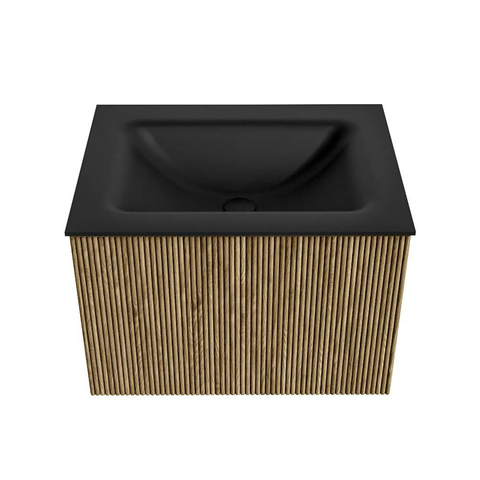 Mondiaz KURVE Badkamermeubelset - 60x46x40cm - 1 lade - wastafel solid surface - midden - zonder kraangat - Dusk SW1415081