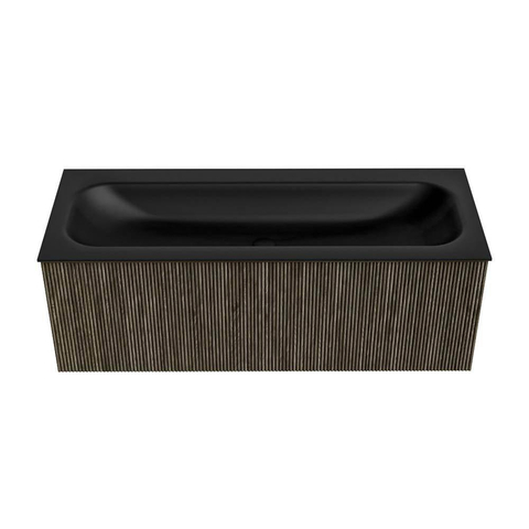Mondiaz KURVE Ensemble de meuble de salle de bains - 120x46x40cm - 1 tiroir - lavabo solid surface - centre - 2 trous de robinet - Shadow SW1416094