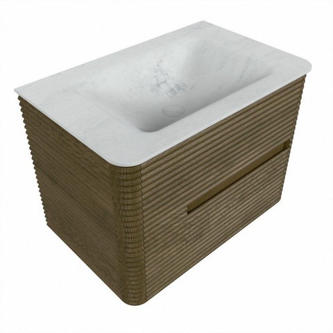 Mondiaz CIRO-DLUX Badkamermeubelset - 70x45x50cm - Solid surface wastafel Opalo - 1 wasbak Midden - zonder kraangaten - 2 lades - Dusk SW1532933