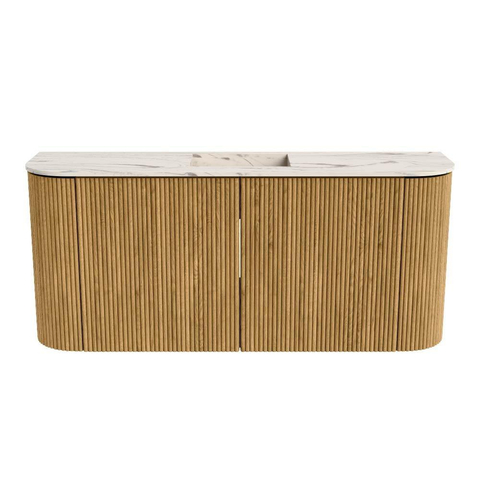 Mondiaz JOYA-DLUX 93.2cm toiletmeubel - ronding links en rechts kleur Oak - Wastafel FAYE positie Midden Zonder kraangat kleur Nata. SW1424084