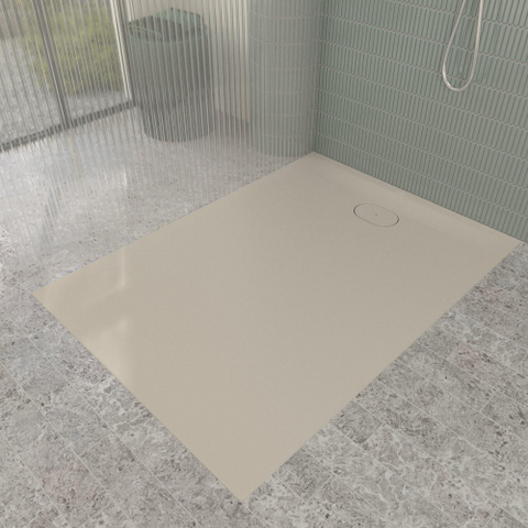 Villeroy & Boch Ecora douchebak - 140x100x3.5cm - afvoer korte zijde - almond (beige) SW1558902