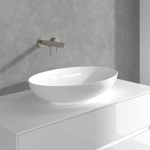 Villeroy & Boch Loop & Friends wastafeluitloop set - wandmontage - Brushed Nickel (rvs) SW974330