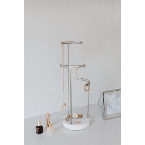 Umbra Tesora sieradenhouder 15x42x15cm staal wit/Metallic nikkel SHOWROOMMODEL SHOW24839