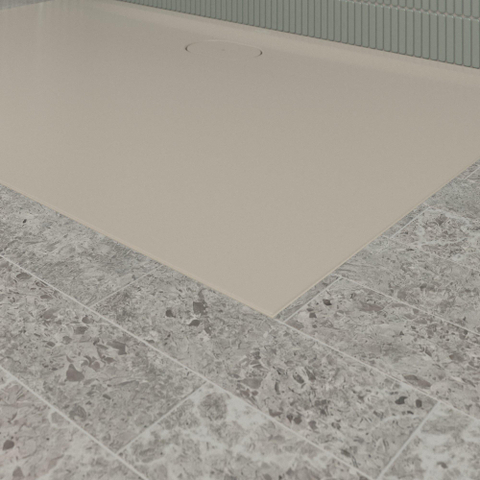 Villeroy & Boch Ecora douchebak - 140x90x3.5cm - afvoer lange zijde - almond (beige) SW1558957