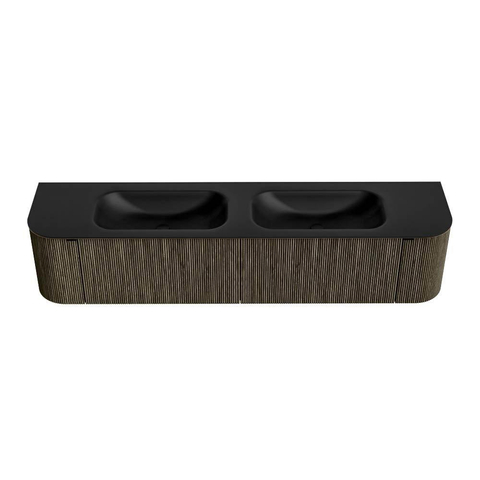 Mondiaz KURVE Ensemble de meuble de salle de bains - 200x46x40cm - 2 tiroirs - 2 portes - vasque solid surface - double - 2 trous de robinet - Shadow SW1414313