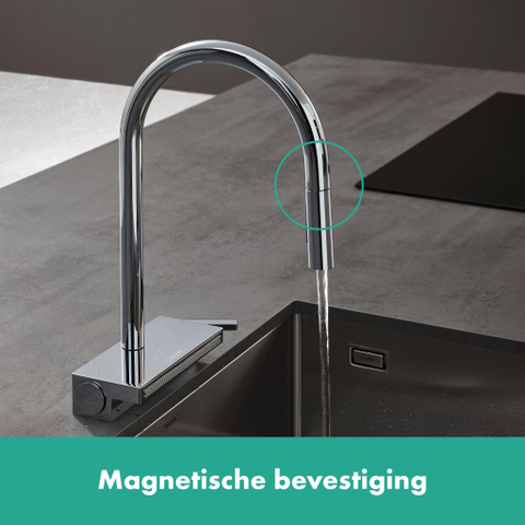 Hansgrohe Aquno Select M81 - 1 greeps keukenkraan - 170 uittrekbare vuistdouche - 3jet - sbox - hoogglans chroom SW878838
