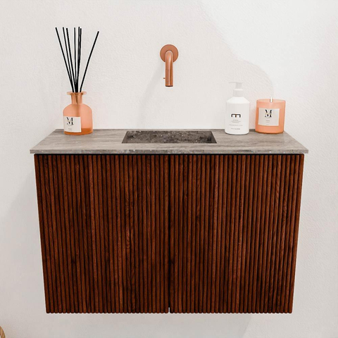 Mondiaz JOYA-DLUX Meuble de toilette 60cm - couleur Ruby - Vasque FAYE position Milieu Sans trou de robinet couleur Oza SW1425492