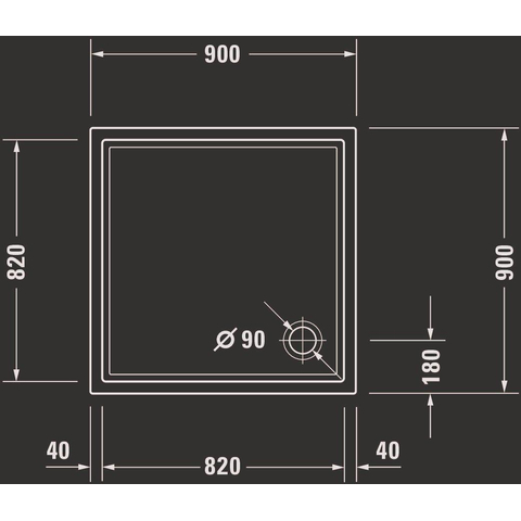 Duravit Starck Slimline Receveur de douche acrylique carré 90x90x4.5cm Blanc 0297096