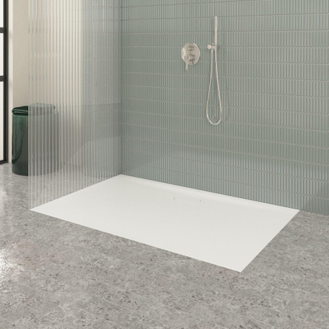 Villeroy & Boch Ecora douchebak - 140x90x3.5cm - afvoer lange zijde - stone white (wit) SW1559025