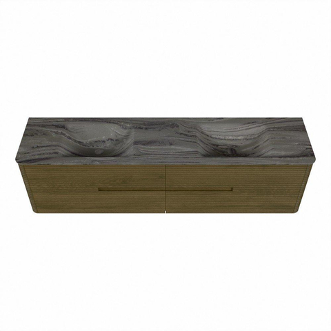 Mondiaz CIRO-DLUX Badkamermeubelset - 190x45x50cm - Solid surface wastafel Sombra - 2 wasbak Dubbel - zonder kraangaten - 4 lades - Dusk SW1533565