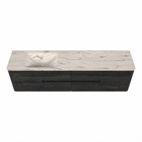 Mondiaz CIRO-DLUX Badkamermeubelset - 190x45x50cm - Solid surface wastafel Nata - 1 wasbak Links - 1 kraangat - 4 lades - Shadow SW1532614