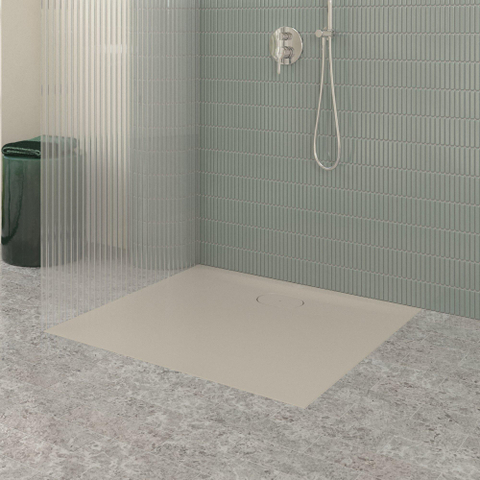 Villeroy & Boch Ecora douchebak - 100x90x3.5cm - afvoer lange zijde - almond (beige) SW1558876