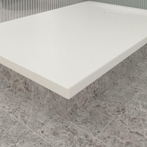 Villeroy & Boch Ecora douchebak - 120x80x3.5cm - afvoer korte zijde - stone white (wit) SW1558947