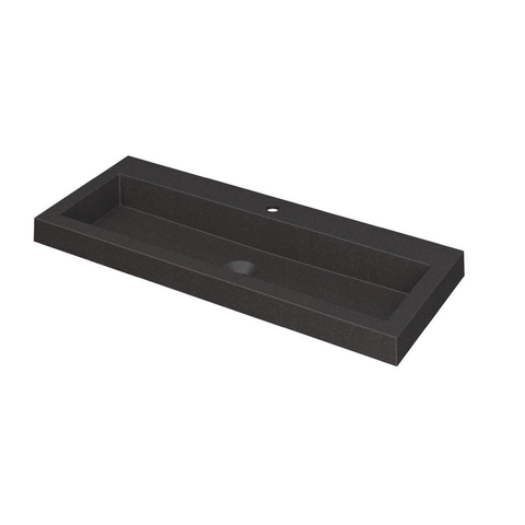 INK Dock lavabo - 100x40x6cm - 1 cuve - 1 trou de robinet - quartz noir SW68561