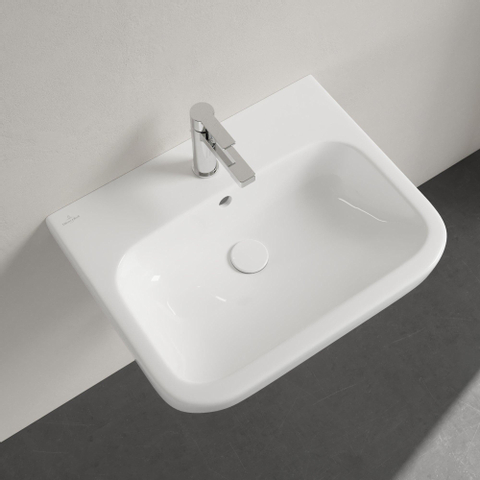 Villeroy & Boch Architectura wastafel onderzijde - geslepen - 60x47cm - met kraangat - met overloop - White Alpine (glans wit) 1025266
