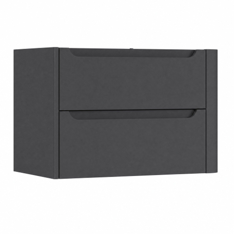 H&R Badmeubelen Juice Meuble sous lavabo - 80x45x50cm - angle droit arrondi - 2 tiroirs - poignée intégrée - anthracite mat SW1488960
