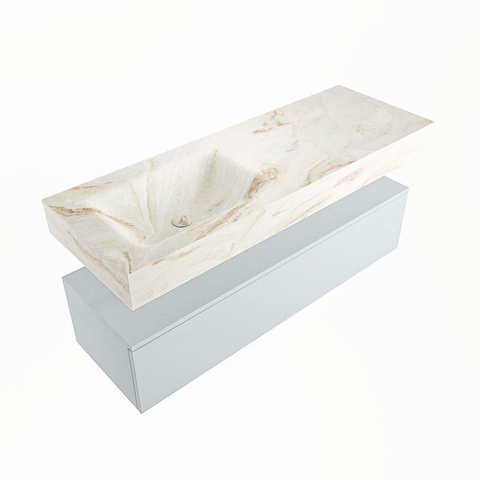 MONDIAZ ALAN - DLUX Badkamermeubelset - 130cm - onderkast - Clay - 1 lade - vrijhangende wastafel - wasbak links - 1 kraangat - Frappe SW805284