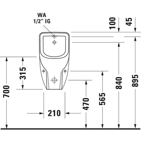 Duravit D Code Cuvette d’urinoir avec fixation et siphon avec connexion derrière et mouche Blanc 0315130