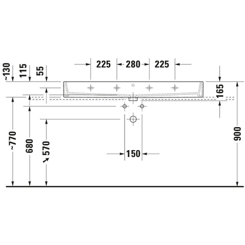 Duravit Vero air Dubbele wastafel - 120x47cm - met 2 kraangaten - met overloop - wit SW156934