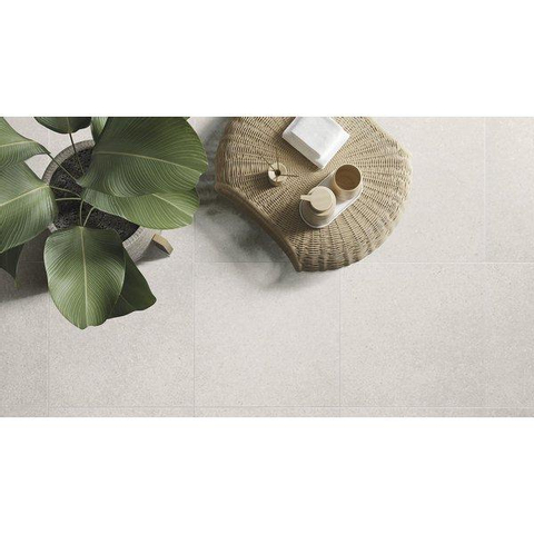 ÉCHANTILLON Ceralto Betona Concrete Carrelage de sol et mur 45x45cm 8.5mm biscuit blanc Gris SW976551