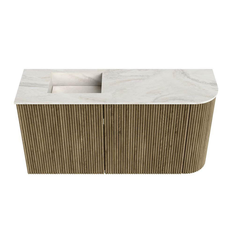 Mondiaz JOYA-DLUX 81.6cm toiletmeubel - ronding rechts kleur Dusk - Wastafel FAYE positie Links Zonder kraangat kleur Ostra. SW1423411