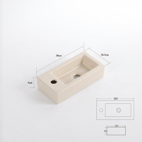 QeramiQ Dely Lavabo pour WC - 38x18.5x9cm - ceramique - trou de robinet a gauche - lin SW1449877