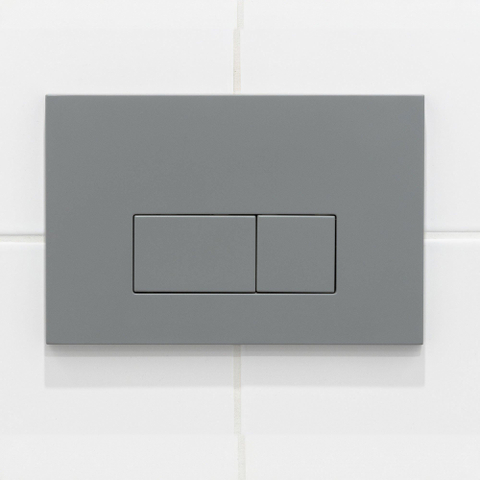 Pack WC QeramiQ Dely Swirl Compact - réservoir encastrable Geberit UP320 - avec bâti-support Burda - abattant 25 mm - plaque de commande en plastique gris clair - boutons rectangulaires - blanc mat SW1595672