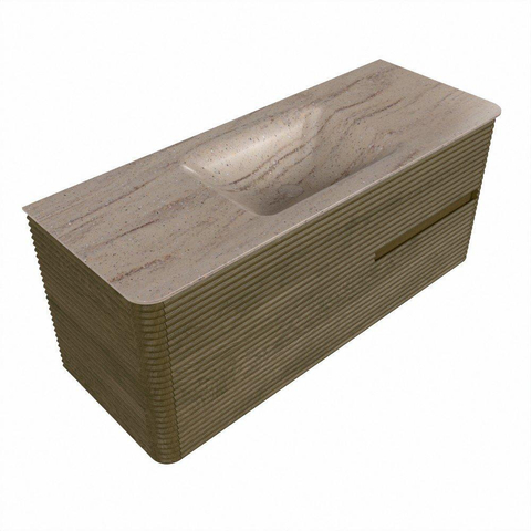 Mondiaz CIRO-DLUX Badkamermeubelset - 120x45x50cm - Solid surface wastafel Saba - 1 wasbak Midden - 1 kraangat - 2 lades - Dusk SW1533344