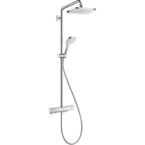 Hansgrohe Croma e 280 - showerpipe: - met douchekraan - thermostatisch - met 1jet - hoofddouche - met 3jet - handdouche multi en doucheslang - 160cm - thermostaat - hoogglans chroom SW297280