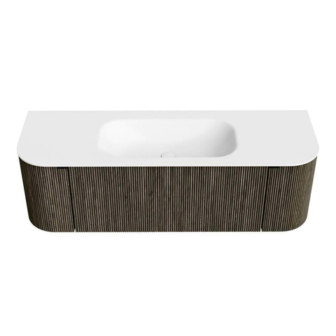 Mondiaz KURVE Ensemble de meuble de salle de bains - 140x46x40cm - 1 tiroir - 2 portes - vasque solid surface - milieu - sans trou de robinet - Shadow SW1414226